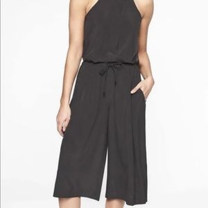 Athleta Mercer Wide Leg Crop Jumpsuit Size 0 XS Snap Closure Key Hole Back $128